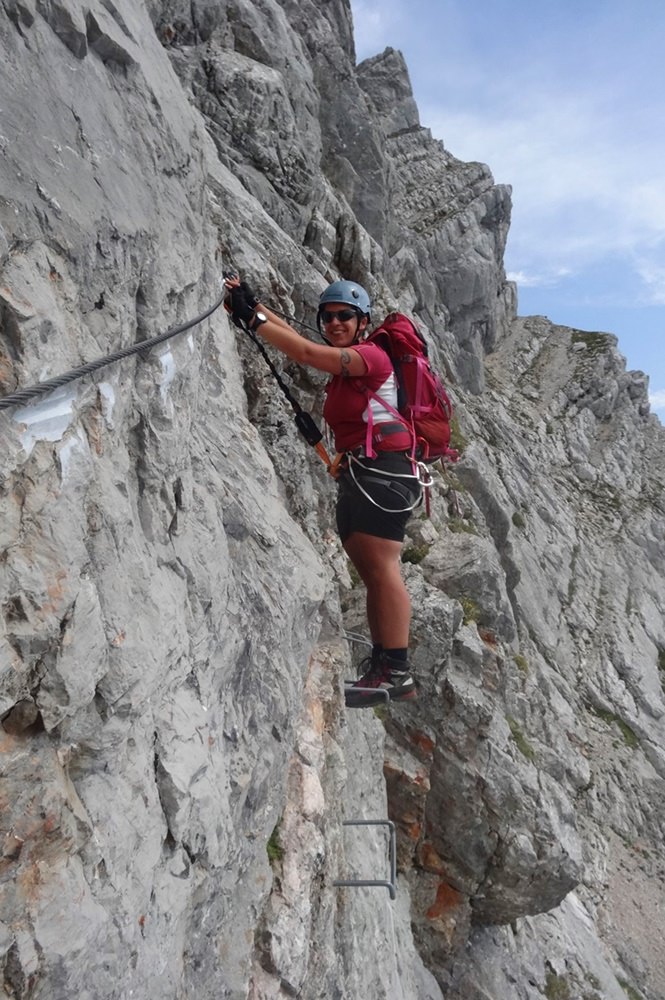 Südwand Klettersteig Persailhorn - Steilwand-Stelle