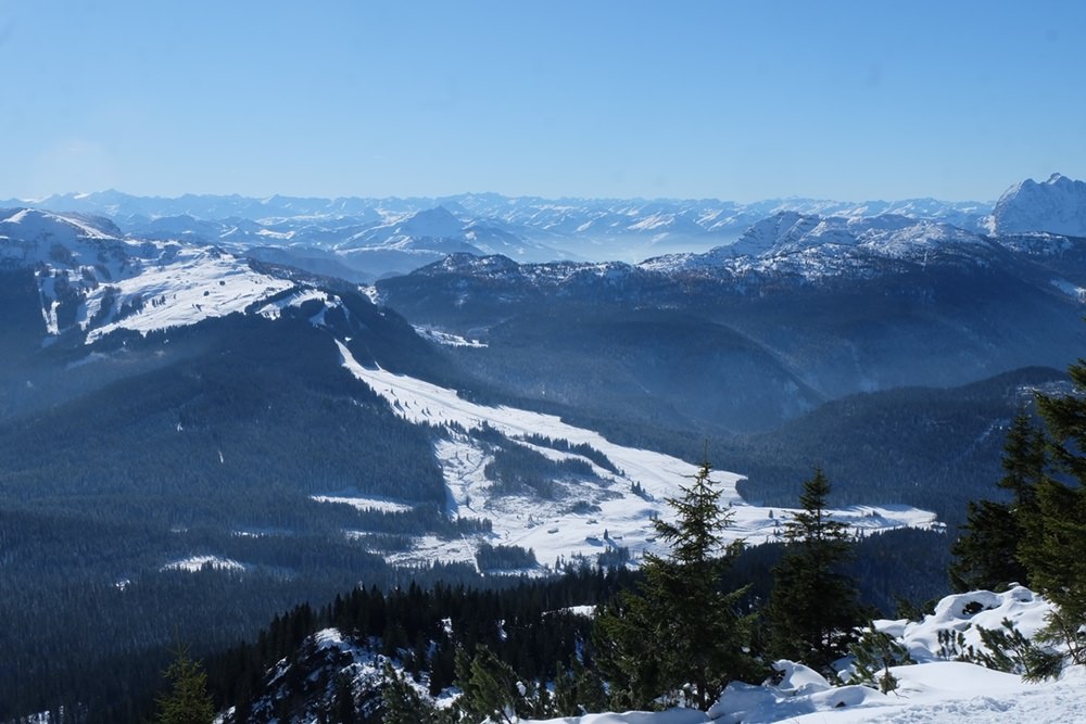 Blick vom Dürrnbachhorn zur Winklmoos-Alm im November