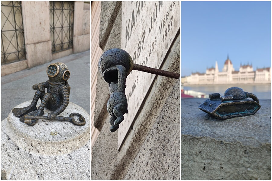 Mini-Skulpturen in Budapest: Taucher, Winnie Puh und der traurige Panzer
